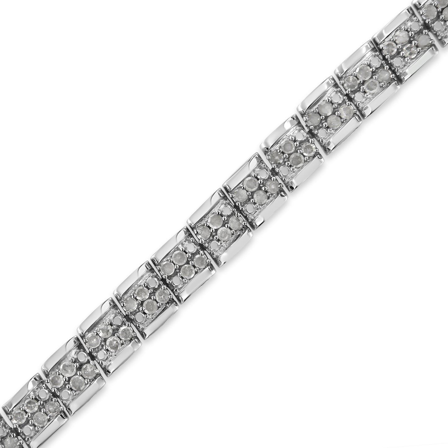 .925 Sterling Silver Diamond Miracle Plate Link Bracelet