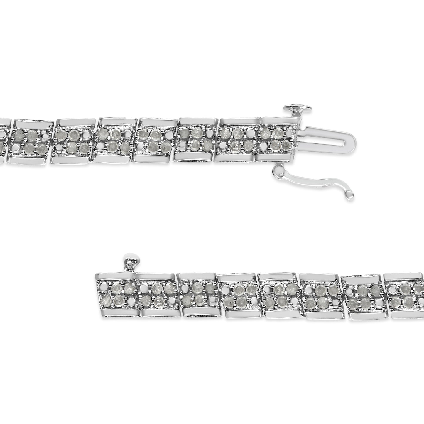 .925 Sterling Silver Diamond Miracle Plate Link Bracelet