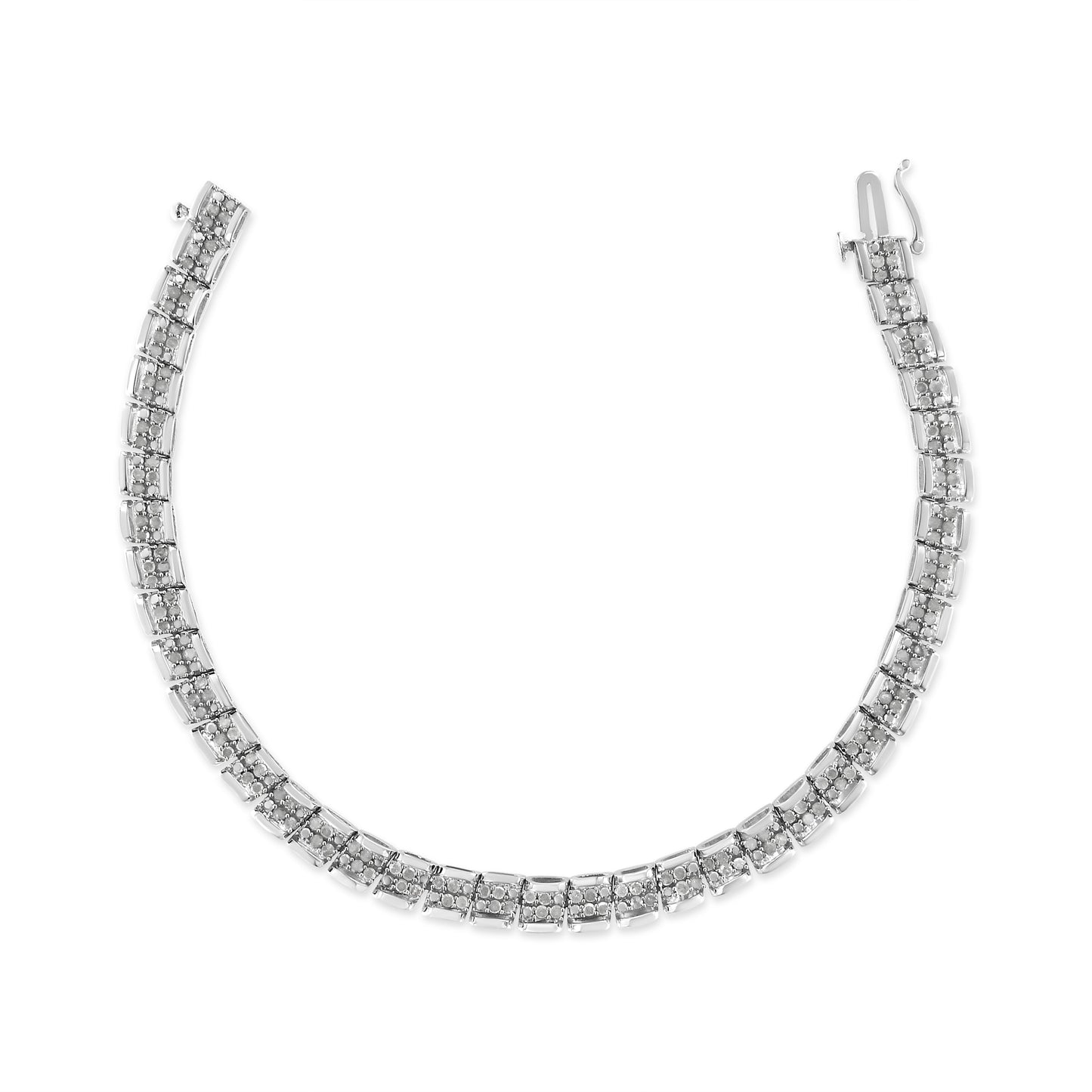 .925 Sterling Silver Diamond Miracle Plate Link Bracelet