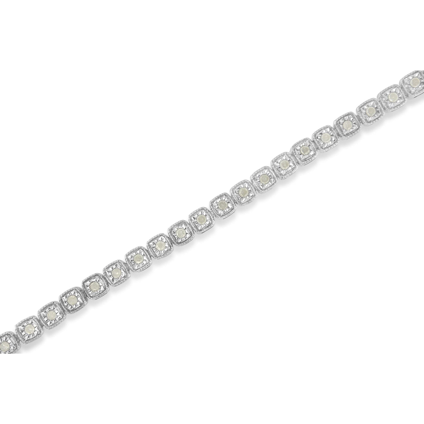 Bracelet de tennis Miracle-Set en argent sterling .925 avec diamants - 7"