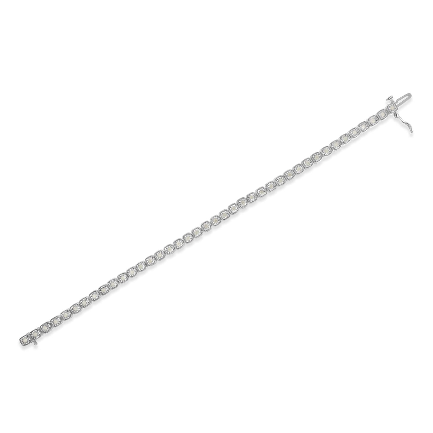 Bracelet de tennis Miracle-Set en argent sterling .925 avec diamants - 7"