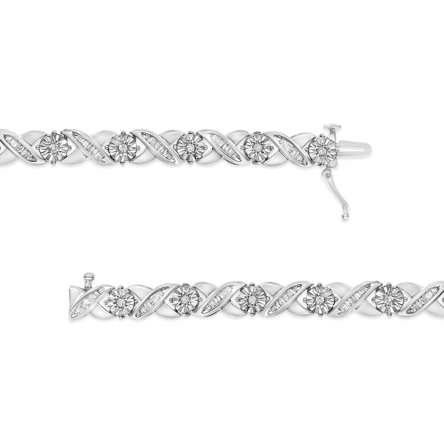 Pulsera de Tenis X-Link de Diamante Miracle-Set de Plata Esterlina .925