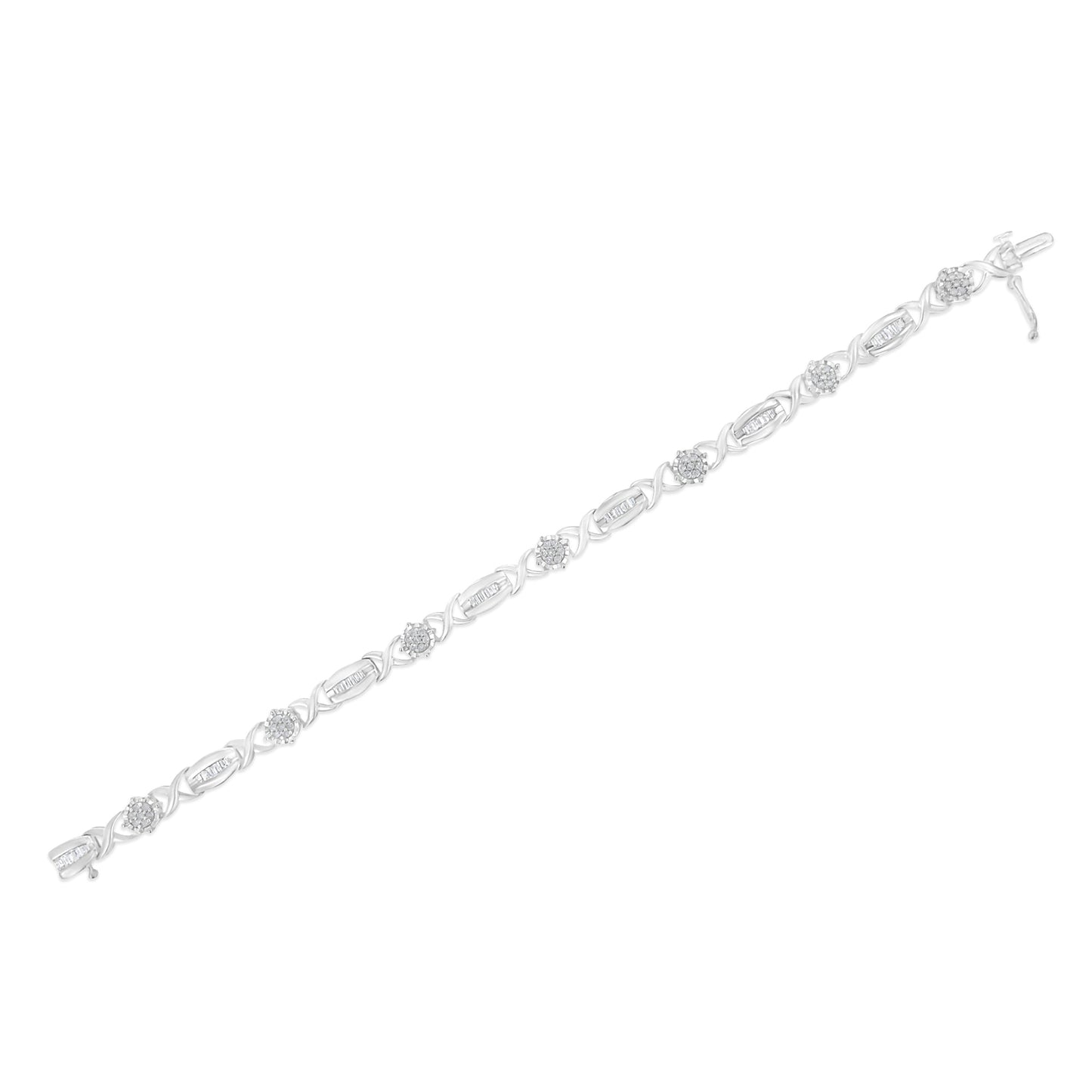 Pulsera de eslabones en X de plata esterlina .925 con diamantes - 1.0 Cttw