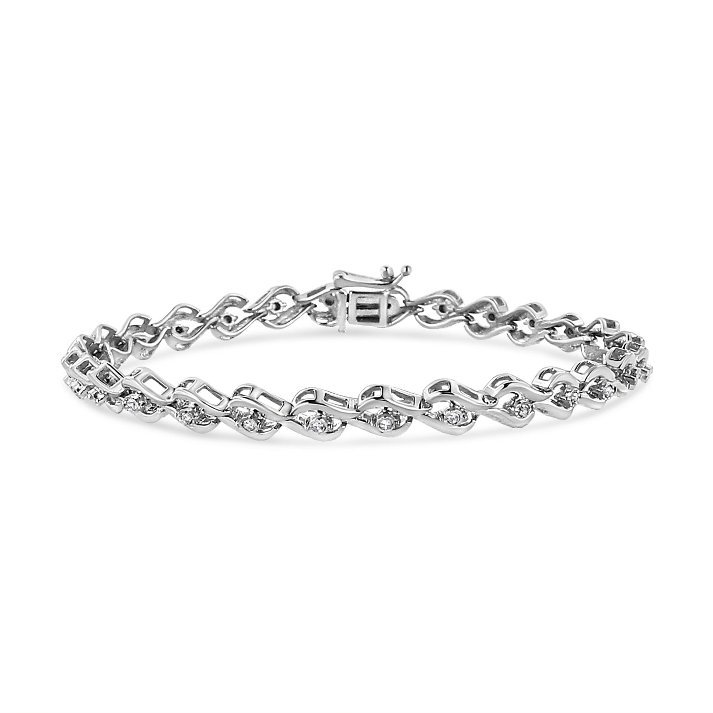 Bracelet en argent sterling .925 avec diamants taille ronde Links of Flame - 7,25"