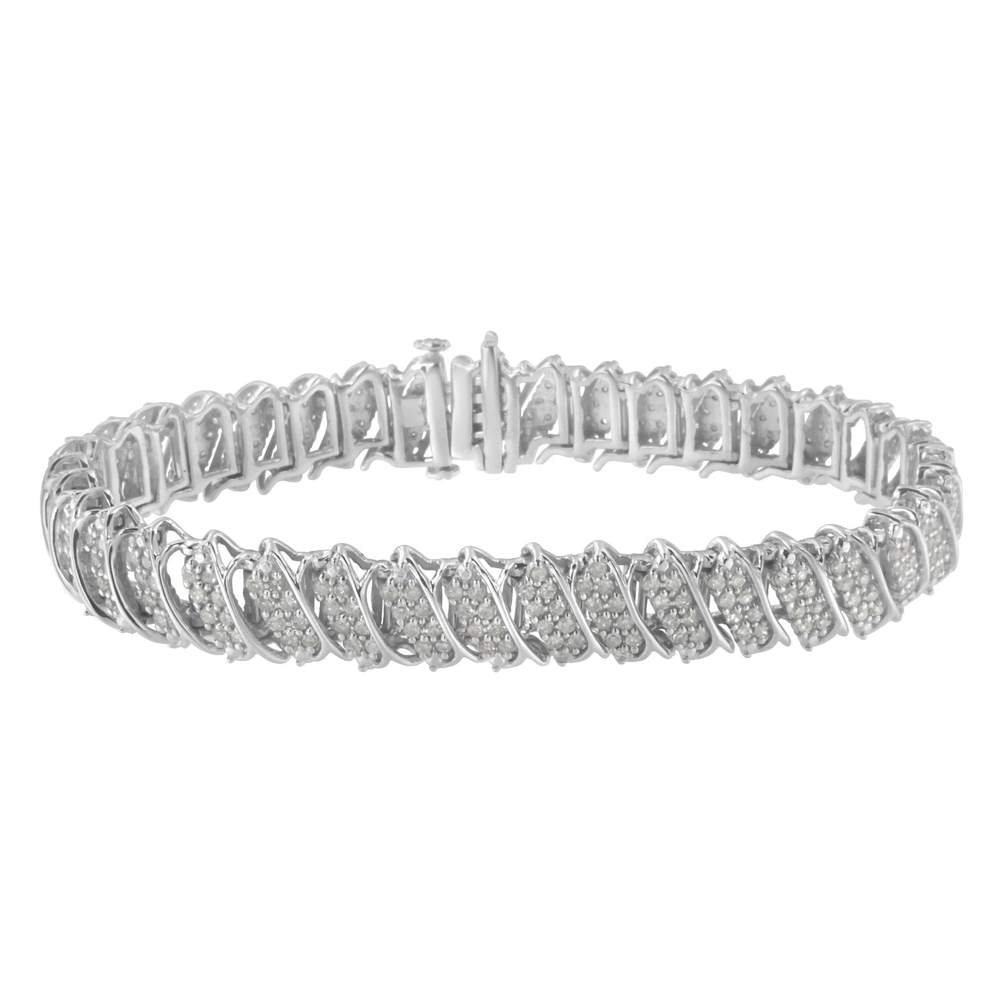 Bracelet de tennis en argent sterling .925 avec diamants de 3,0 cttw en plusieurs rangées