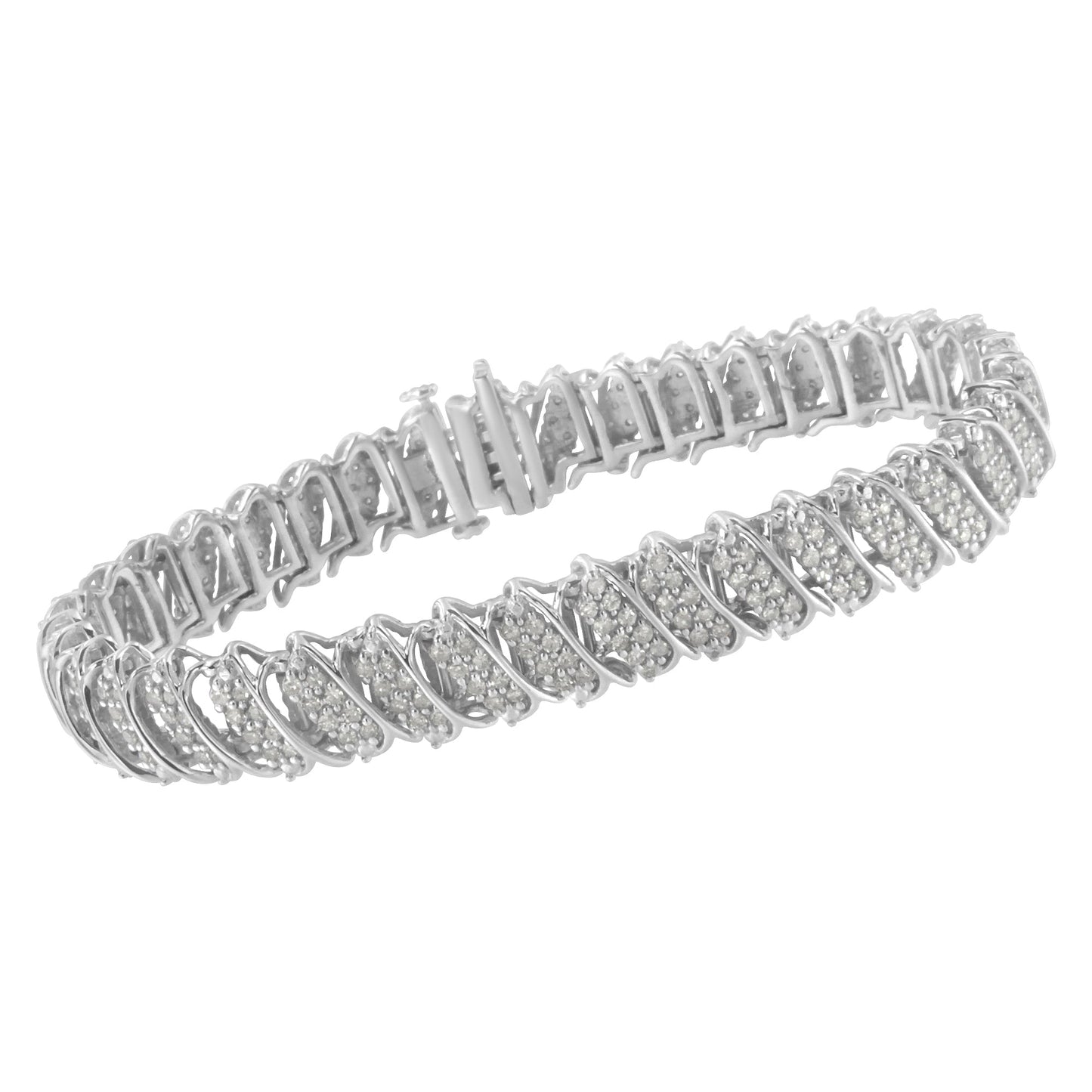 Bracelet de tennis en argent sterling .925 avec diamants de 3,0 cttw en plusieurs rangées