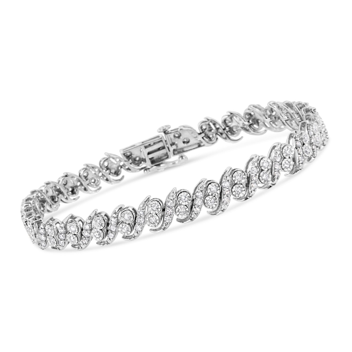 Bracelet en argent sterling .925 avec diamants taille ronde - 7,25"