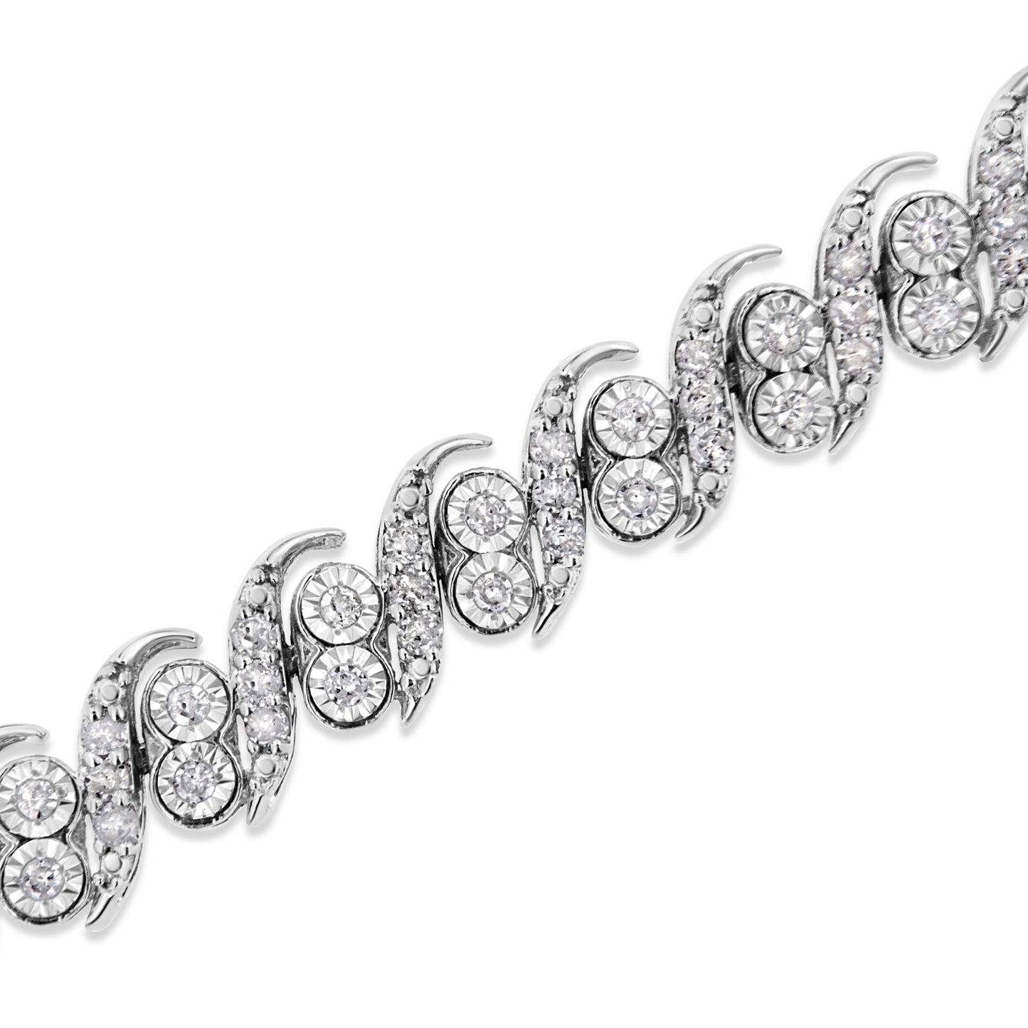 Bracelet en argent sterling .925 avec diamants taille ronde - 7,25"