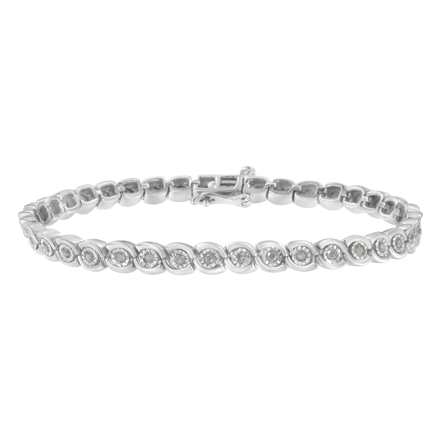 Bracelet en argent sterling 925 avec diamants en spirale - 7,25"