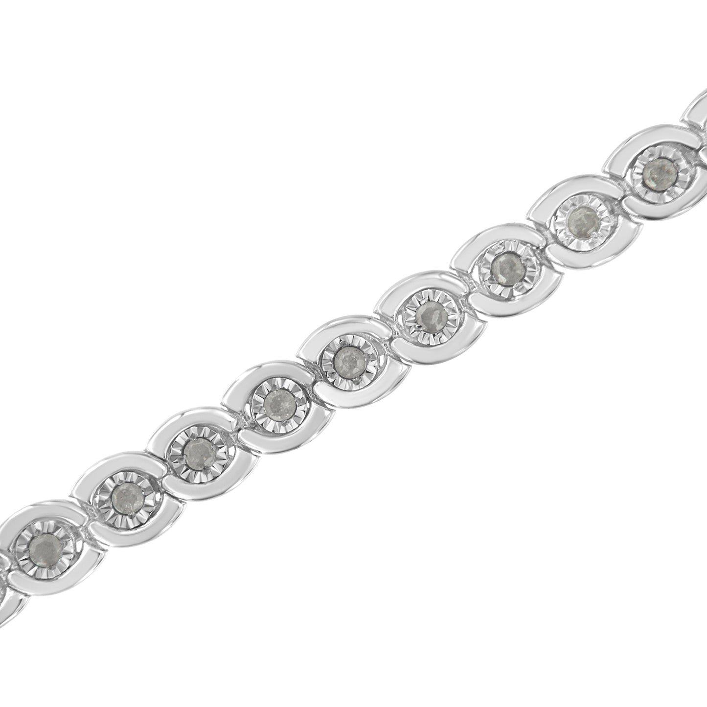 Bracelet en argent sterling 925 avec diamants en spirale - 7,25"