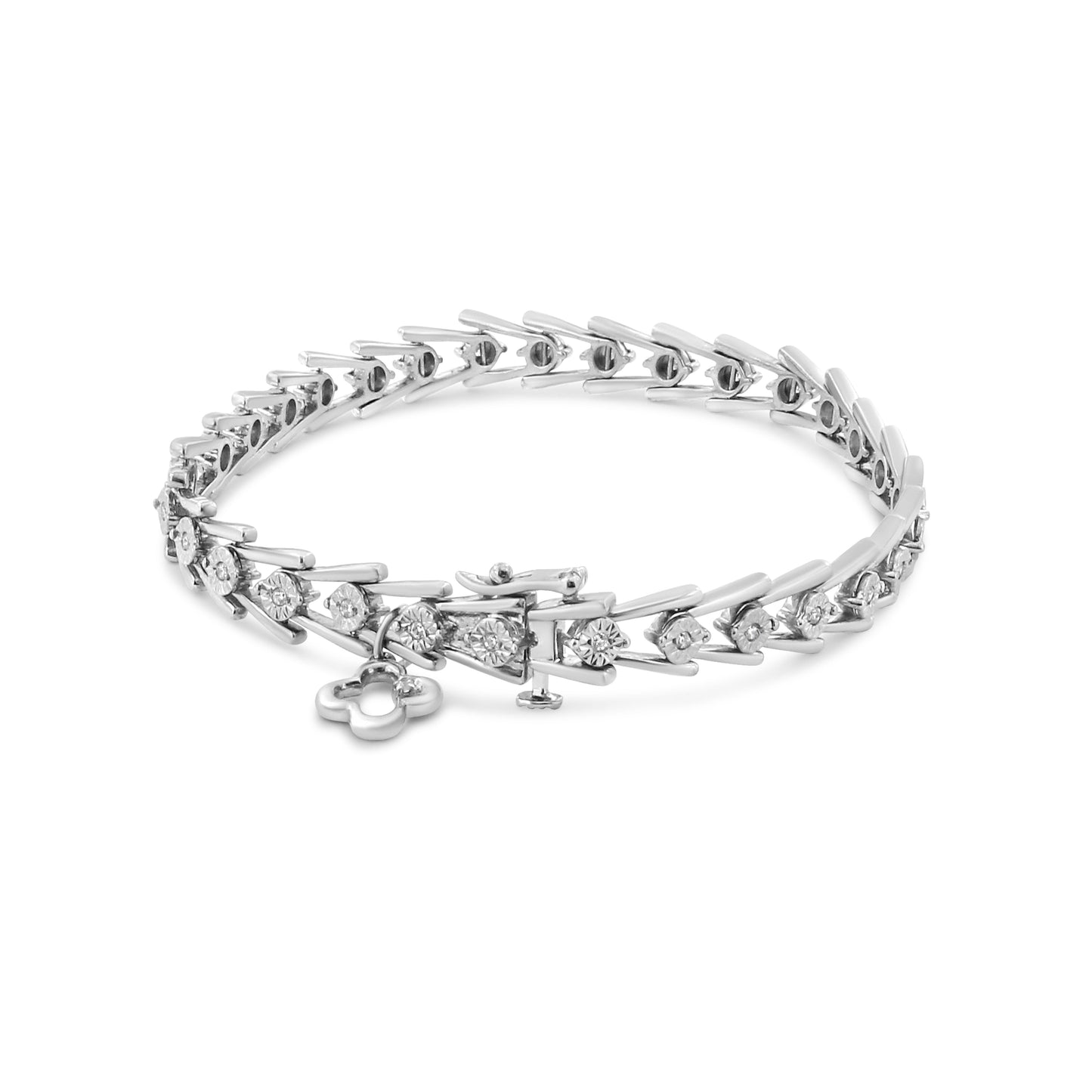 Pulsera de Tenis Doble Swoosh de Diamante de Plata Esterlina .925 - Tamaño 7.75