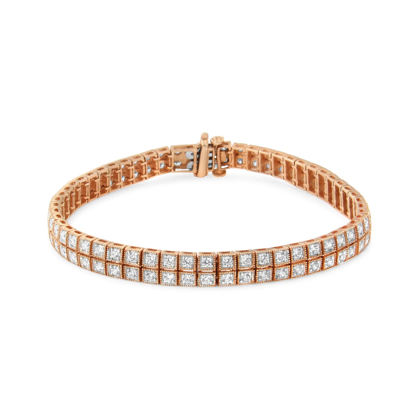 Pulsera de Tenis de Dos Filas con Diamantes Crecidos en Laboratorio de Oro Rosa de 14K