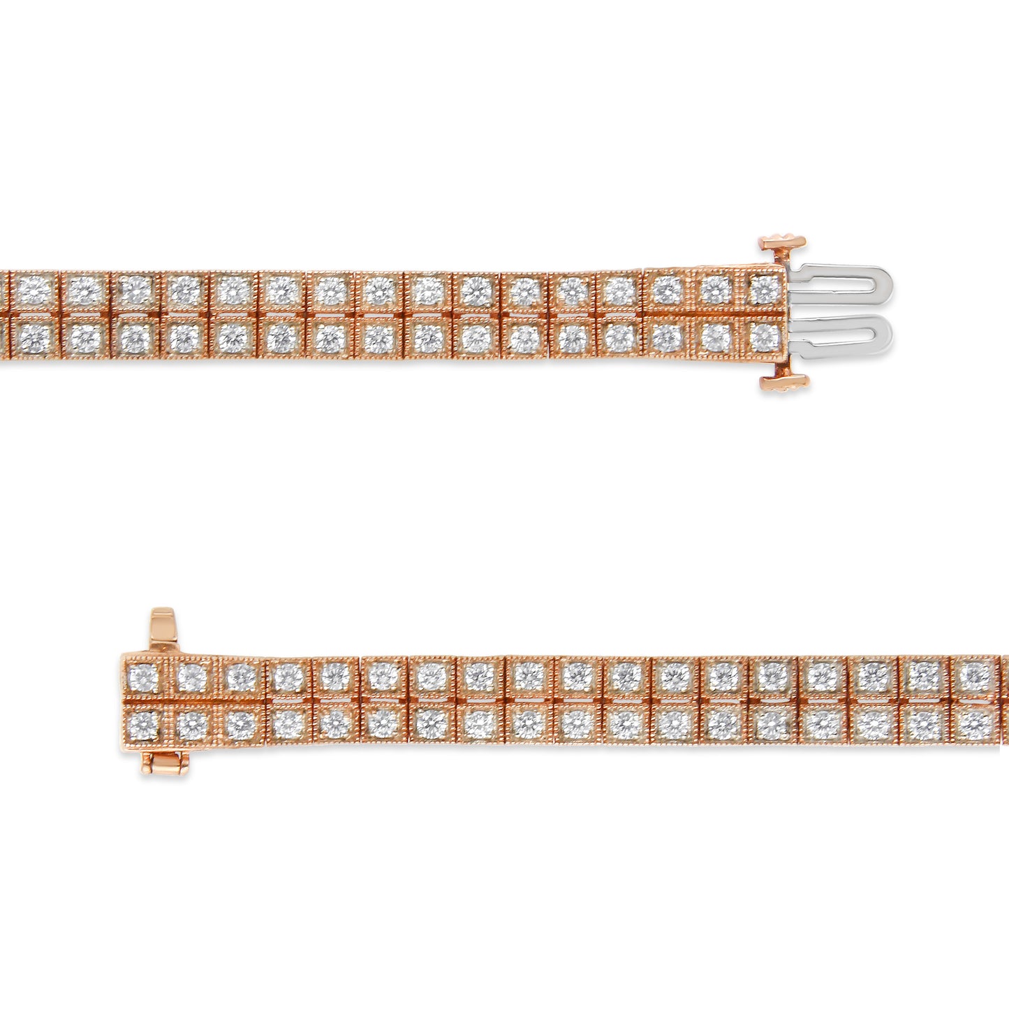 Pulsera de Tenis de Dos Filas con Diamantes Crecidos en Laboratorio de Oro Rosa de 14K