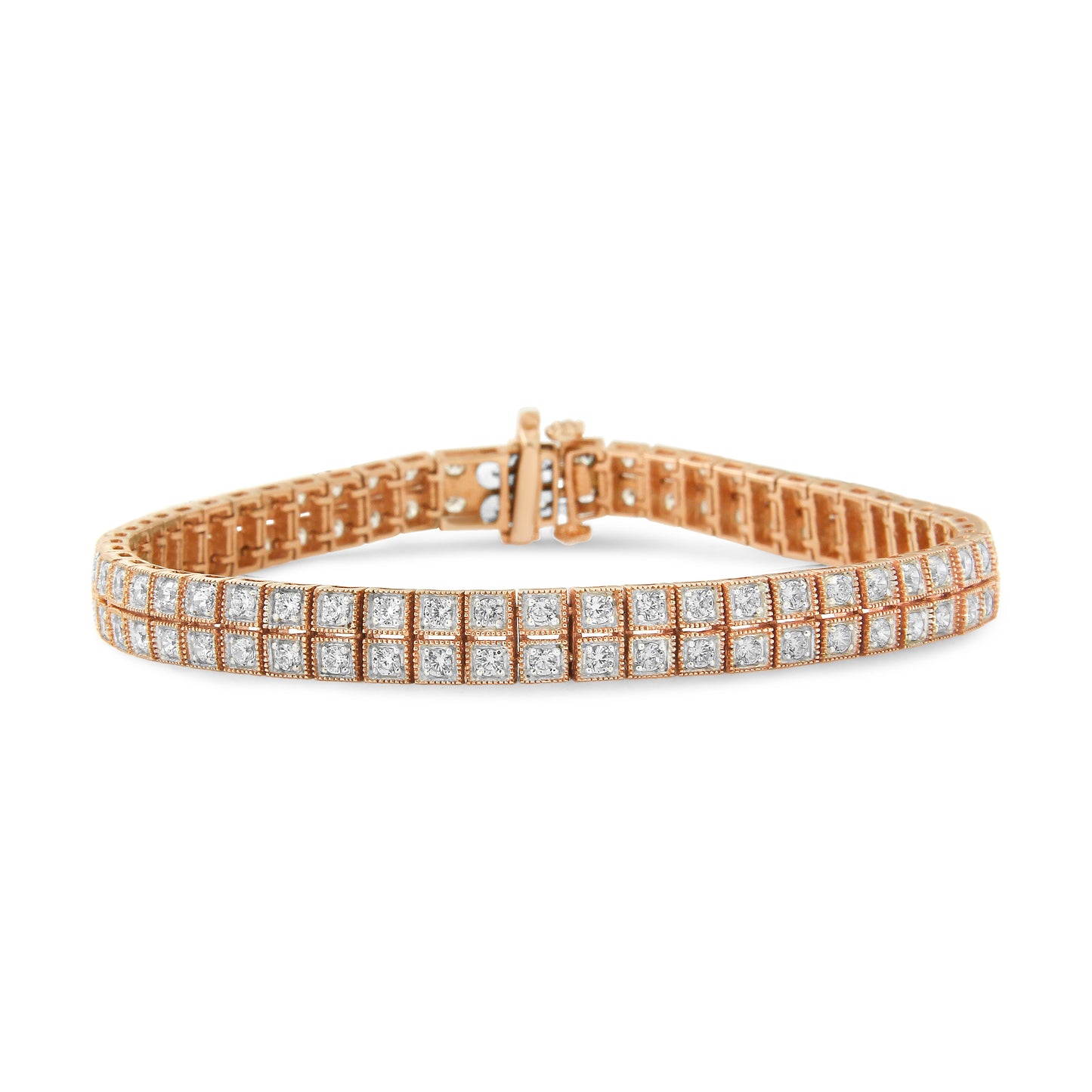 Pulsera de Tenis de Dos Filas con Diamantes Crecidos en Laboratorio de Oro Rosa de 14K