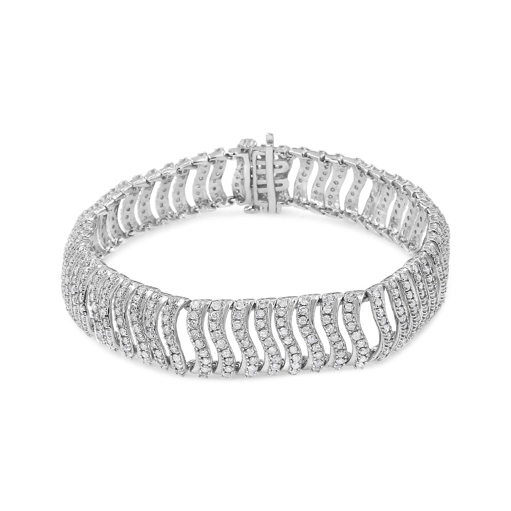 Pulsera de eslabones en plata esterlina .925 con diamantes de corte redondo de 5.00 Cttw