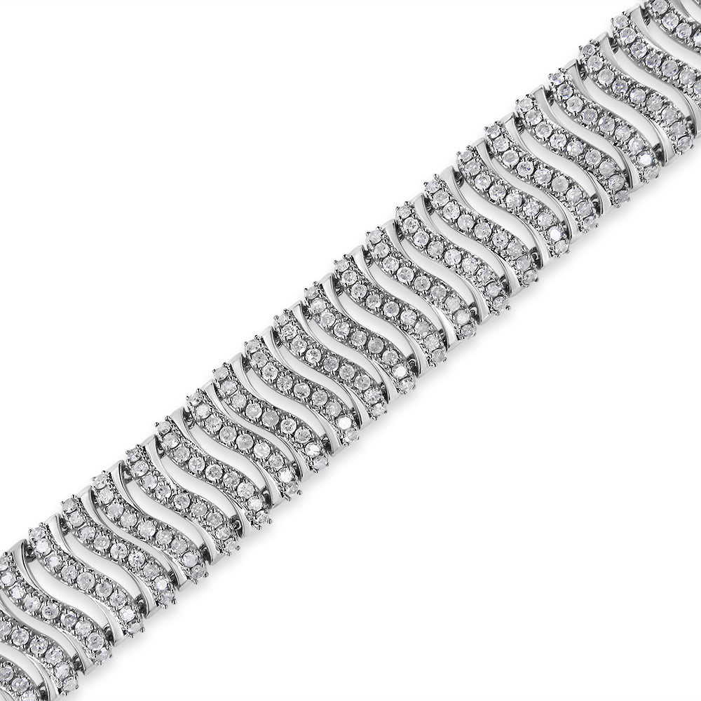 Pulsera de eslabones en plata esterlina .925 con diamantes de corte redondo de 5.00 Cttw