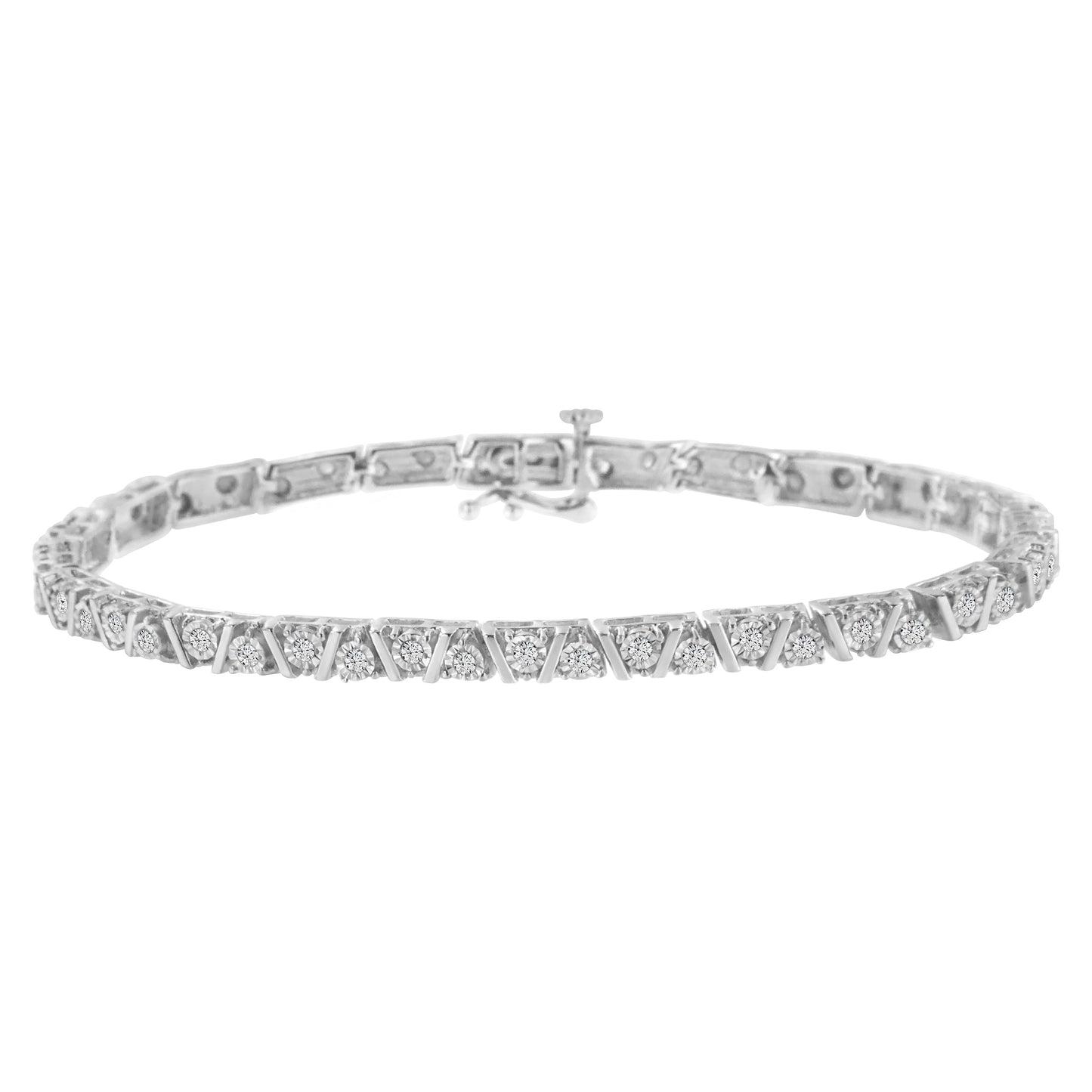 .925 Pulsera de Tenis de Diamantes de Plata Esterlina
