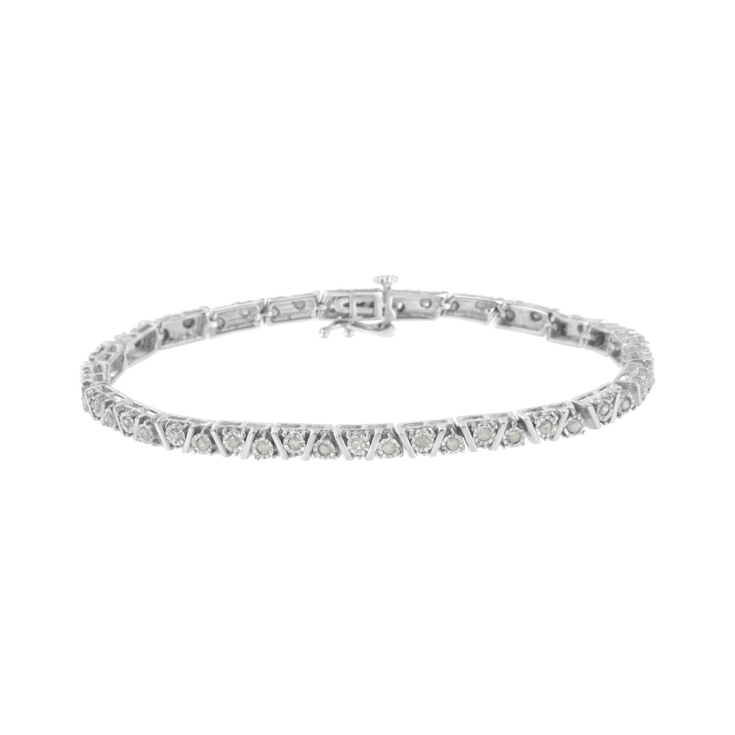 .925 Pulsera de Tenis de Diamantes de Plata Esterlina