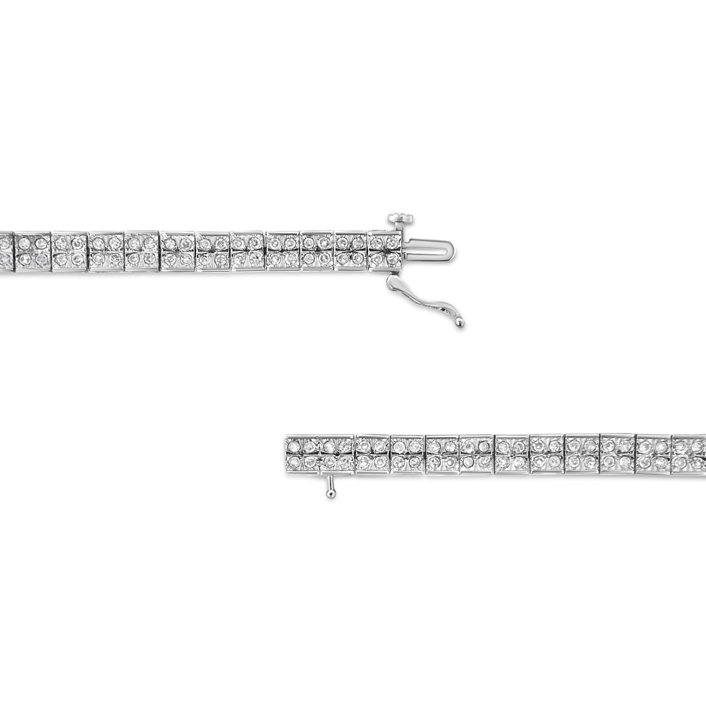 .925 Sterling Silver 2 Cttw Diamond Box Link Bracelet - 7.25"