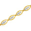 Pulsera de eslabones de plata esterlina chapada en oro amarillo de 10K con diamantes - 7.25"