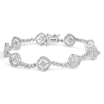 Bracelet en lien carré halo en argent sterling .925 - 7,25"