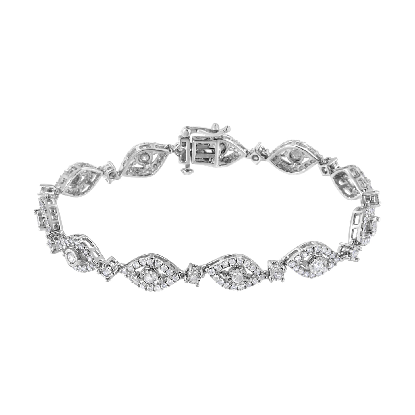 Bracelet en lien en argent sterling 925 en forme de poire avec diamants - 7,5"