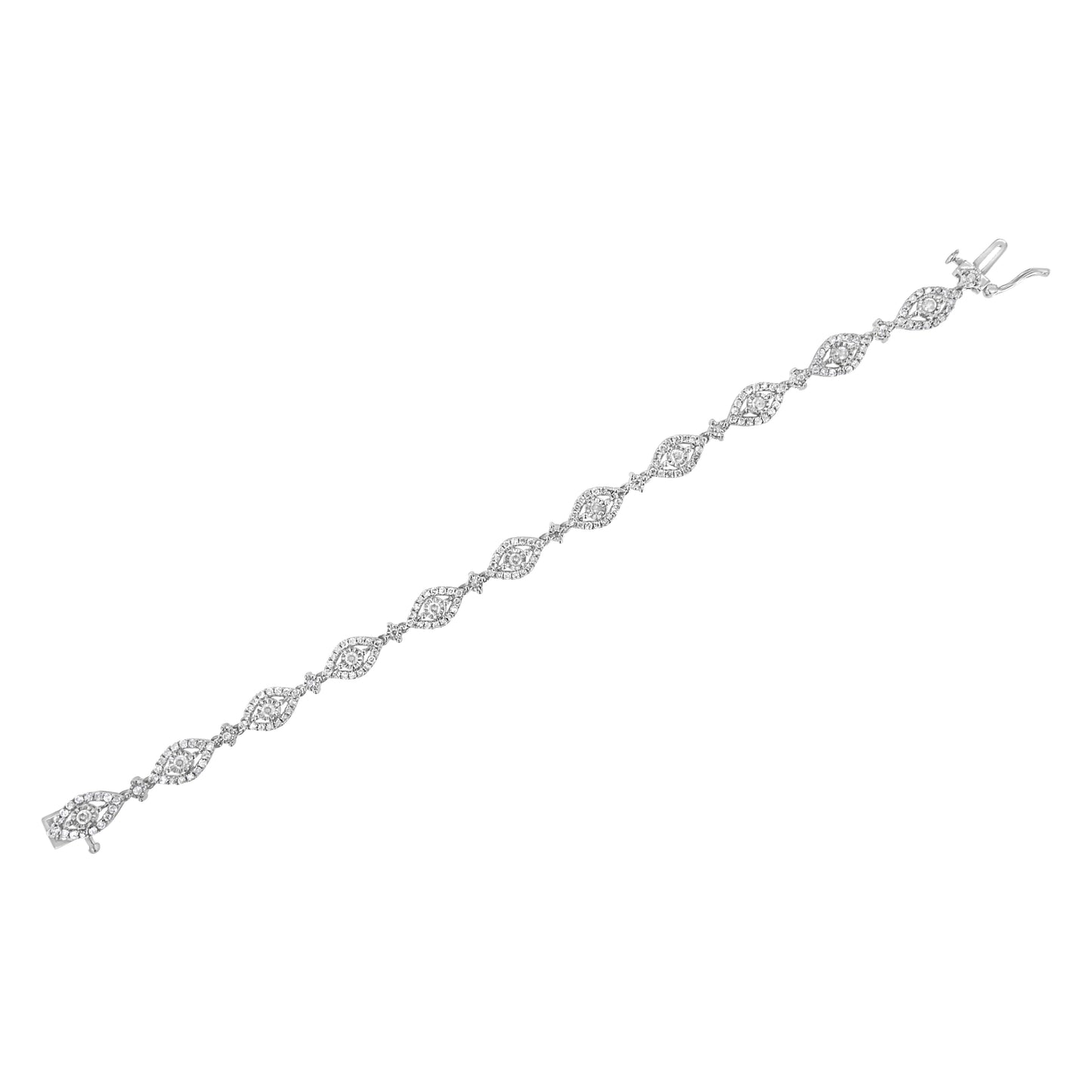 Bracelet en lien en argent sterling 925 en forme de poire avec diamants - 7,5"
