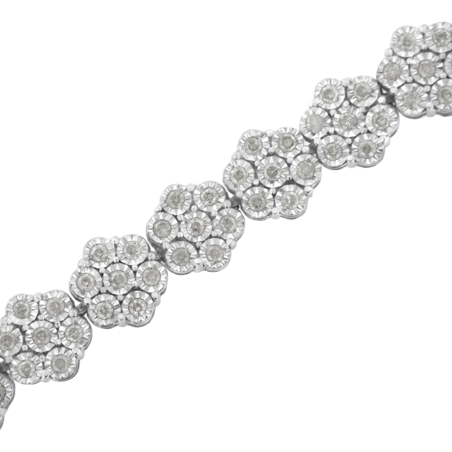 Pulsera de eslabones en flor con diamantes de plata esterlina .925 - 7.25"