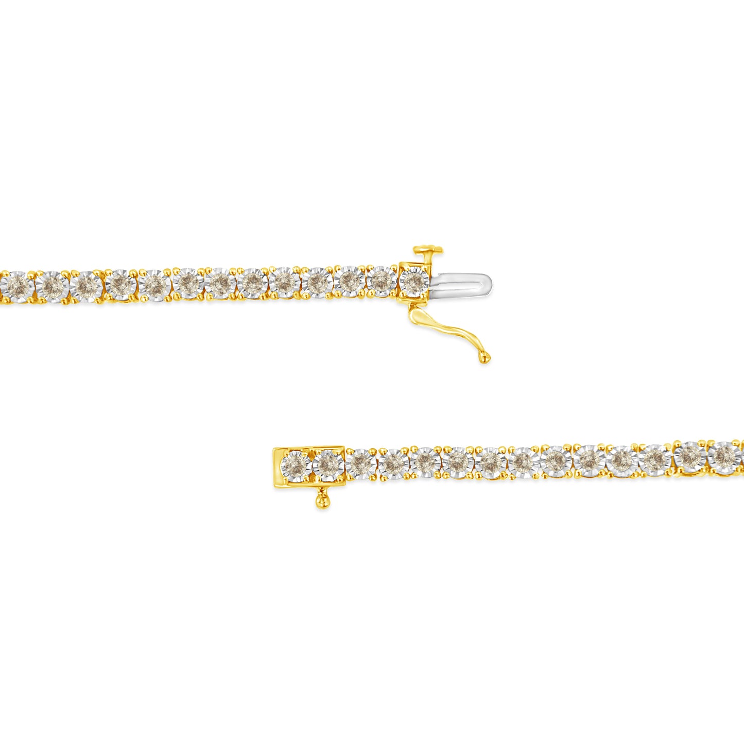 Bracelet de tennis en argent sterling plaqué or jaune 14K avec diamants - 7,25"