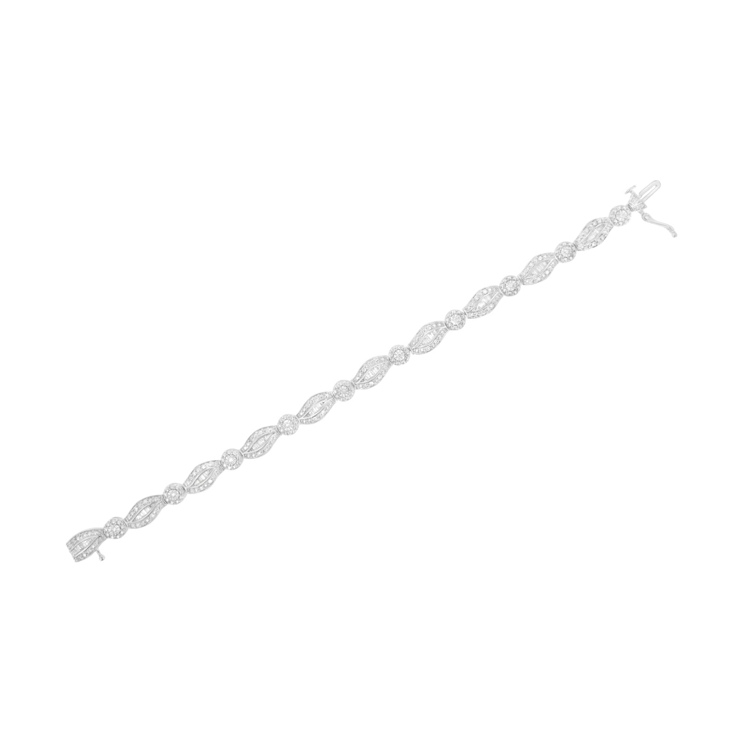 Bracelet double feuille en argent sterling .925 avec diamants - 1 cttw
