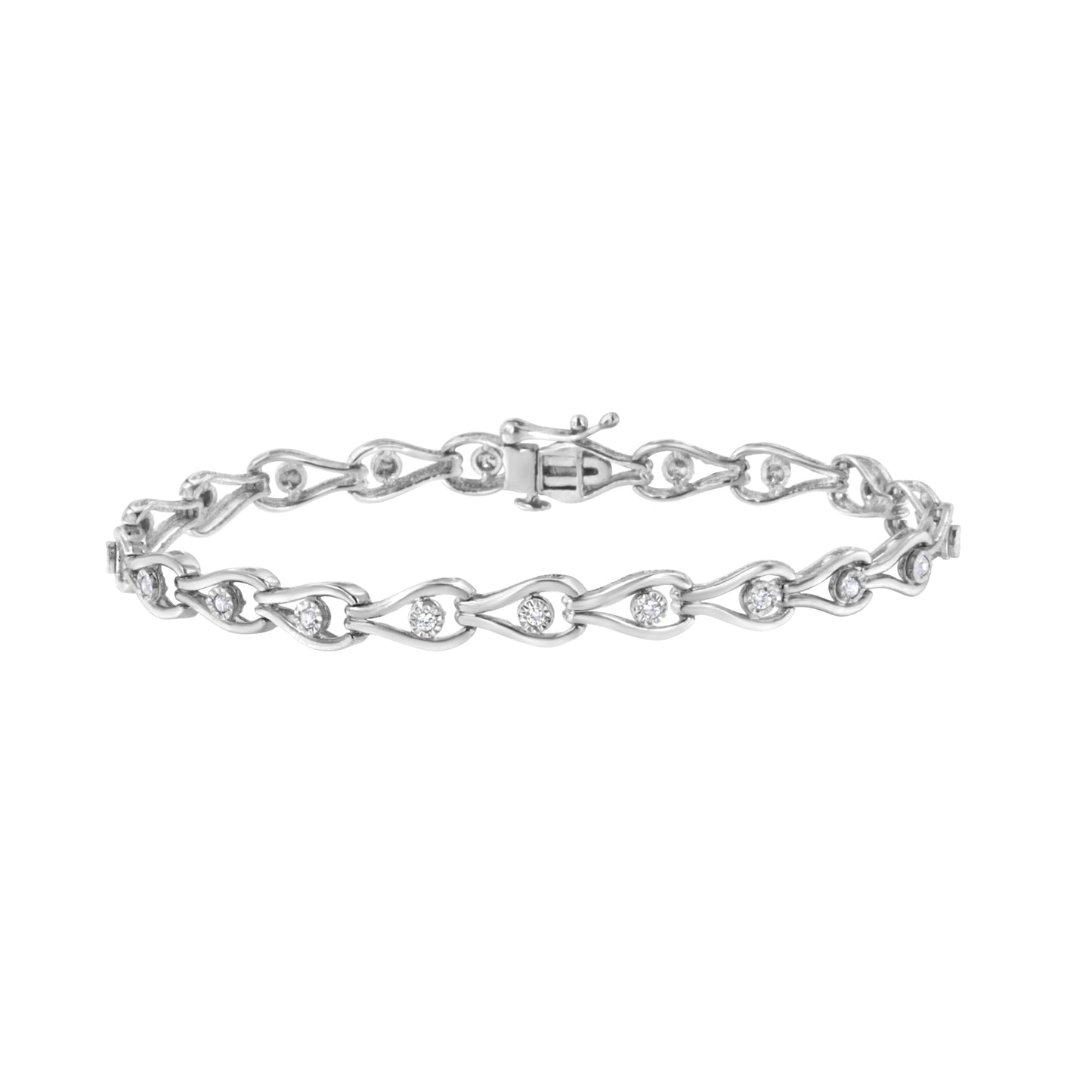 Pulsera de eslabones de diamantes de plata esterlina .925 - 7.25"
