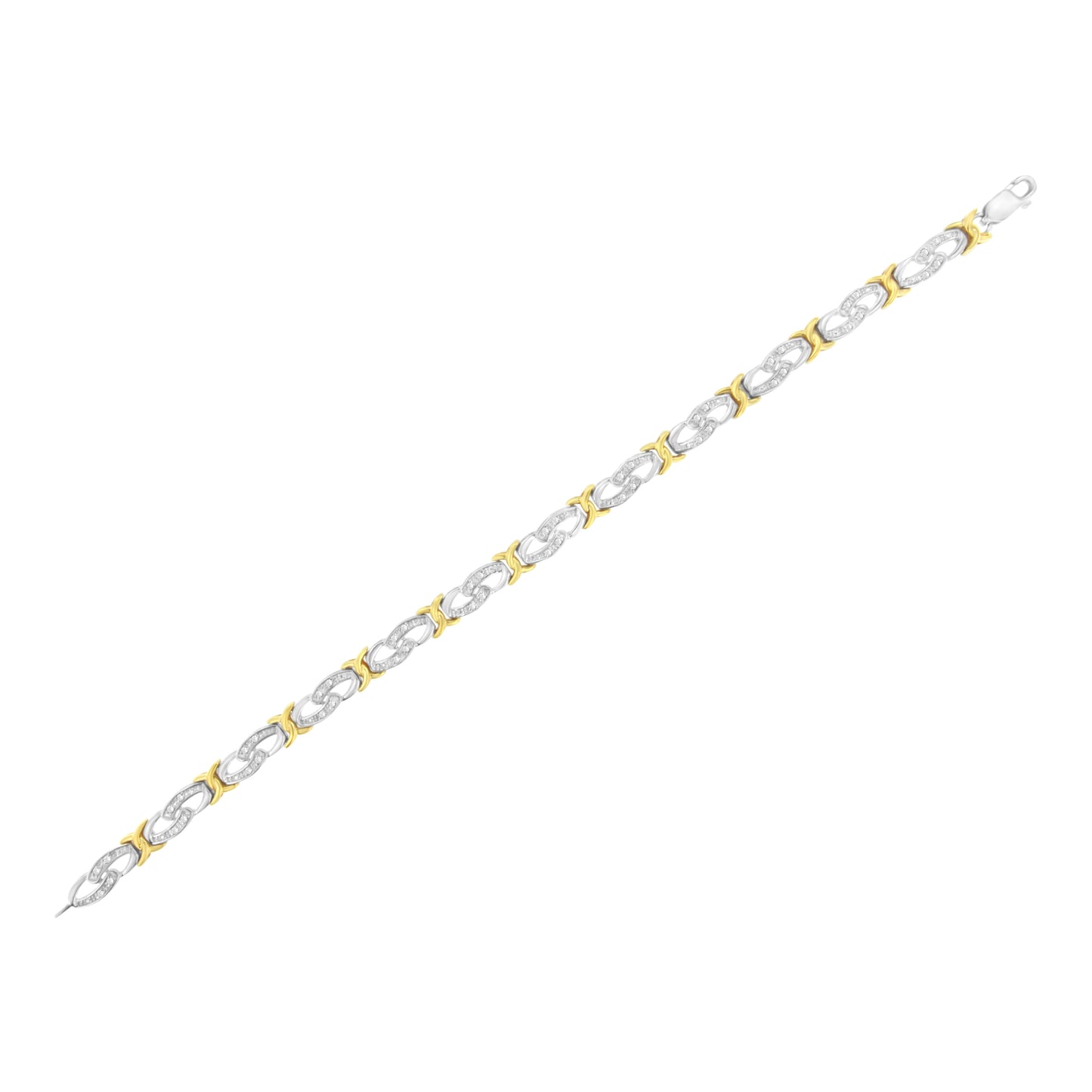 Pulsera de Infinito de Diamantes de Plata Esterlina Bañada en Oro Amarillo de 10k - Tamaño 7.25"