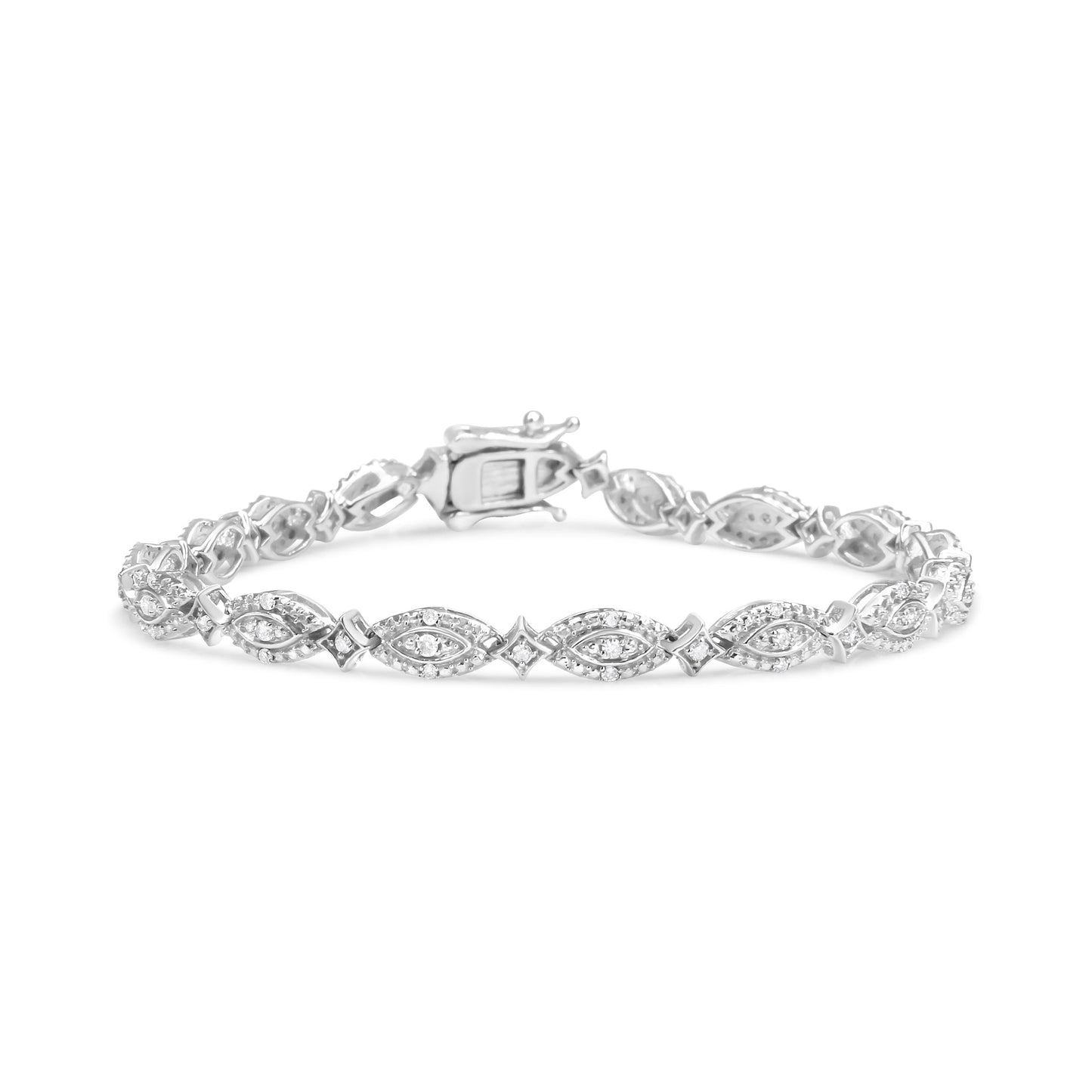 Bracelet en lien en argent sterling .925 avec diamants - 1/2 Cttw, 7,25"