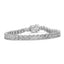 .925 Sterling Silver Diamond Cluster Link Bracelet - Size 7.25"