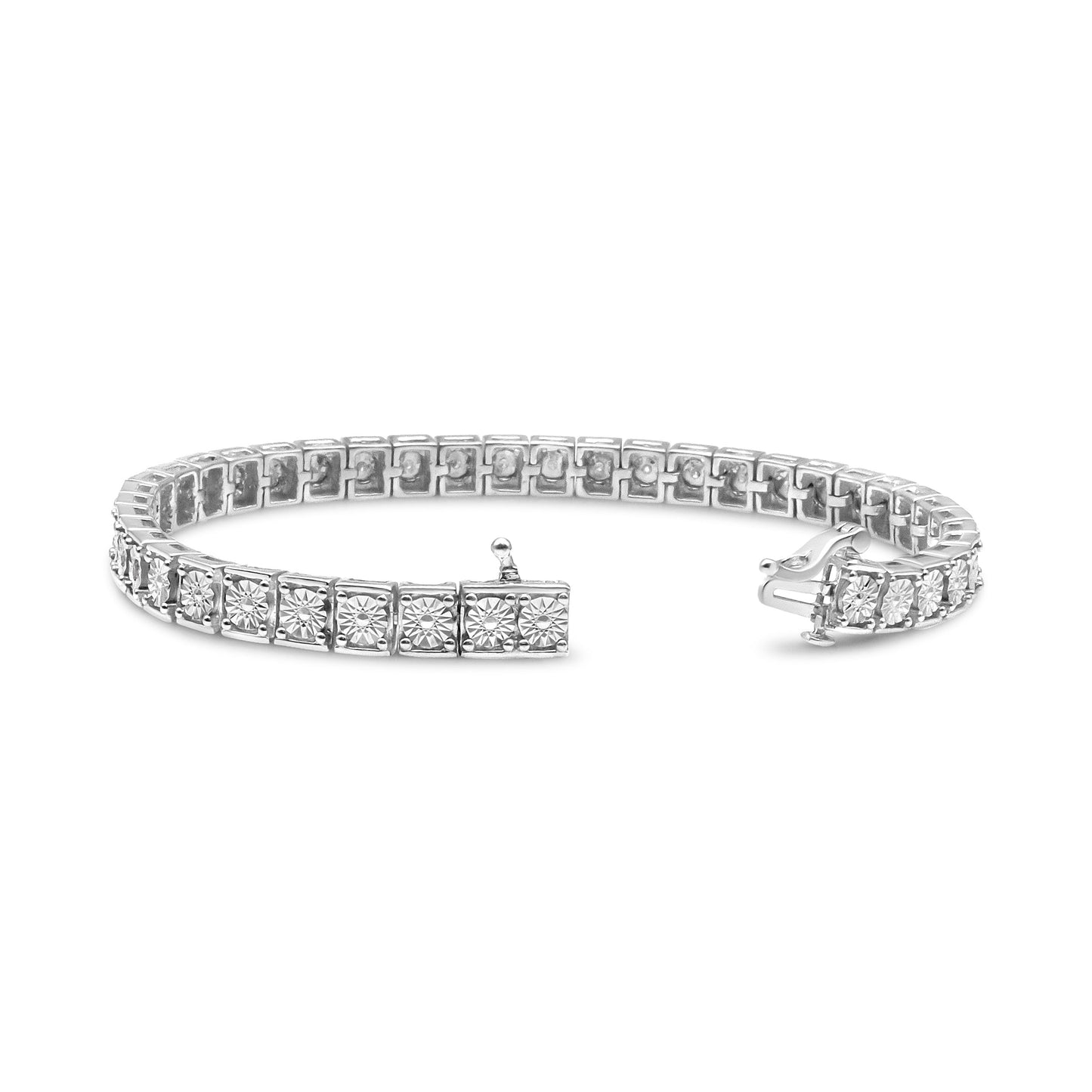 Pulsera de eslabones de diamante de plata esterlina .925 - 1/4 Cttw, Tamaño 7.25