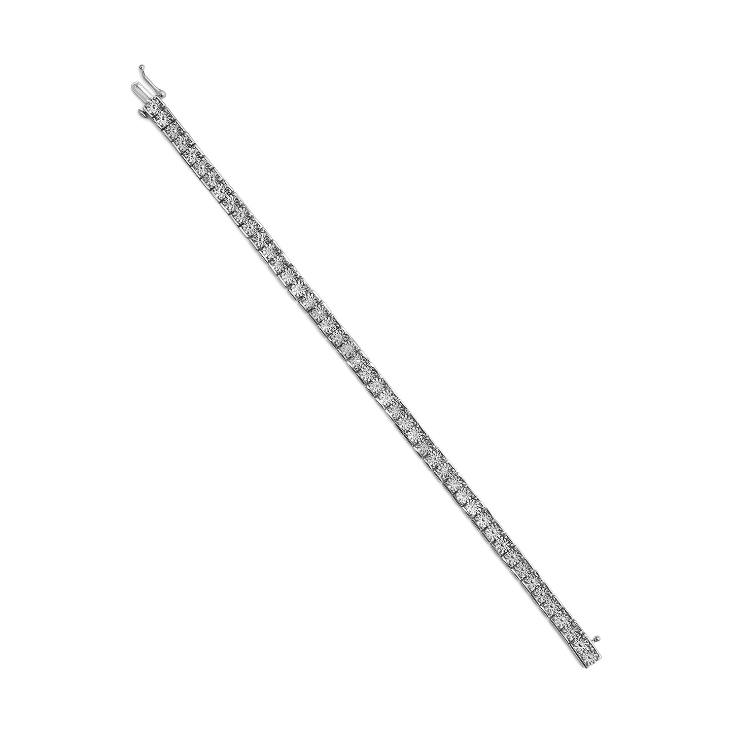 .925 Sterling Silver Diamond Link Bracelet - 1/10 Cttw