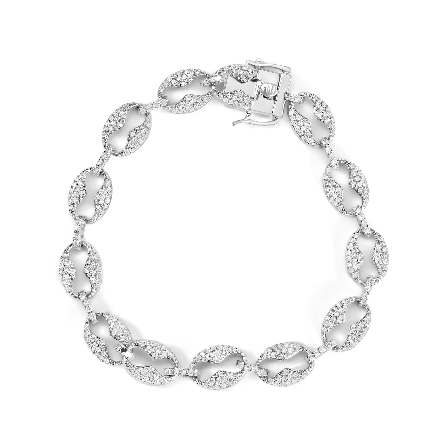 Pulsera de eslabones de diamantes de oro blanco de 14K - 1.5 Cttw, 7"