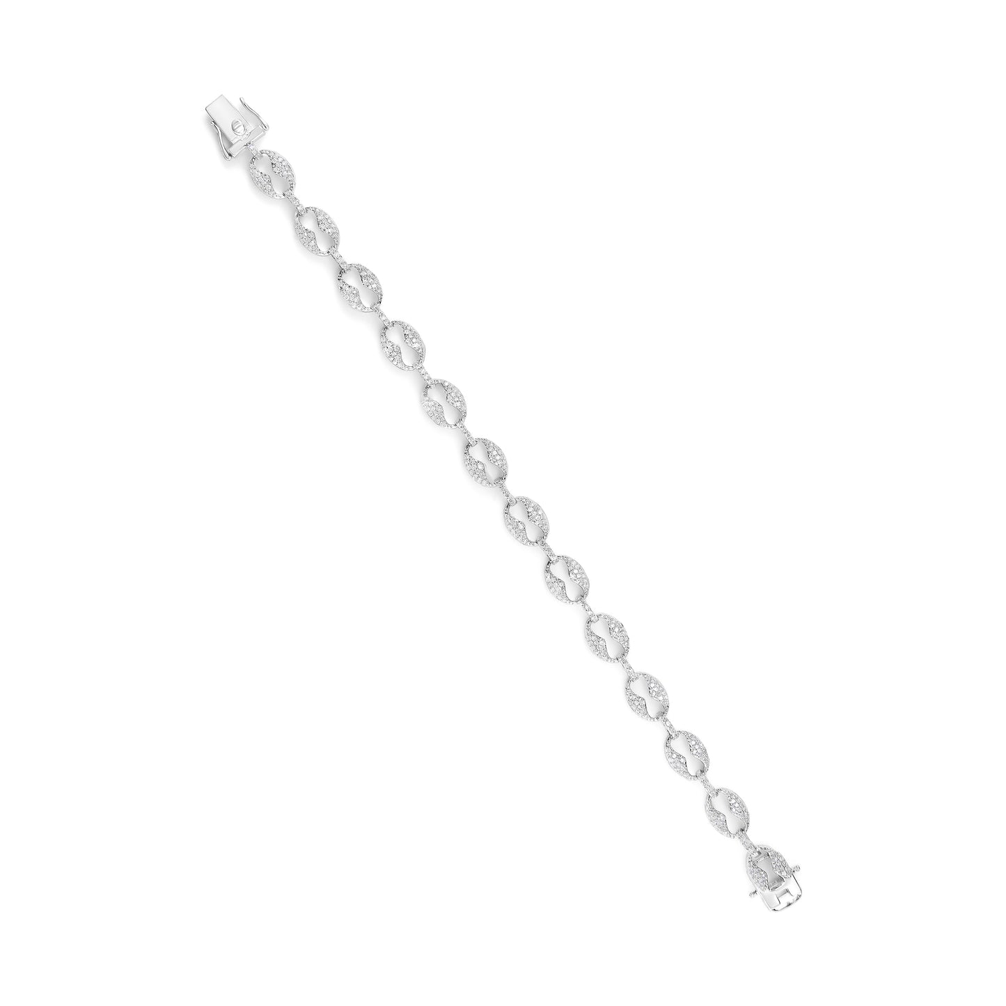Pulsera de eslabones de diamantes de oro blanco de 14K - 1.5 Cttw, 7"