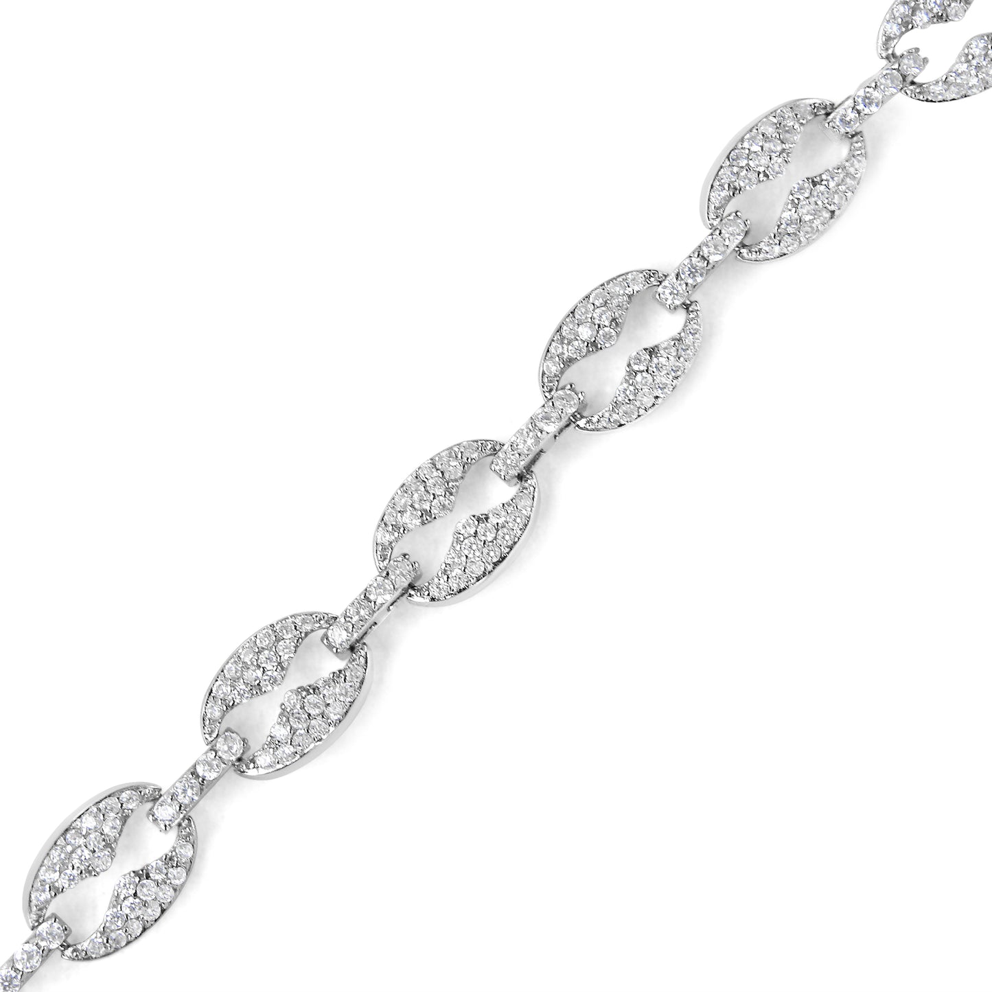 Pulsera de eslabones de diamantes de oro blanco de 14K - 1.5 Cttw, 7"
