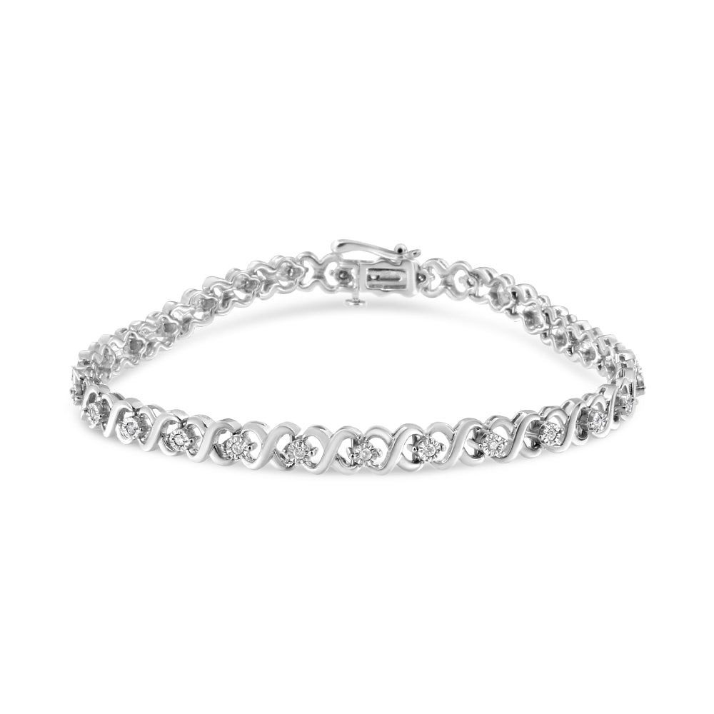 Pulsera de eslabones de infinito de diamantes de plata esterlina .925 - Tamaño 7.25"