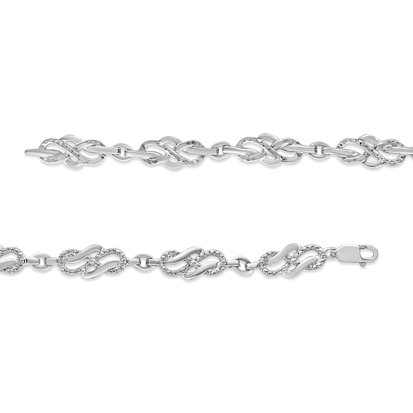Bracelet en argent sterling .925 avec maillon tressé infini et accents en diamant