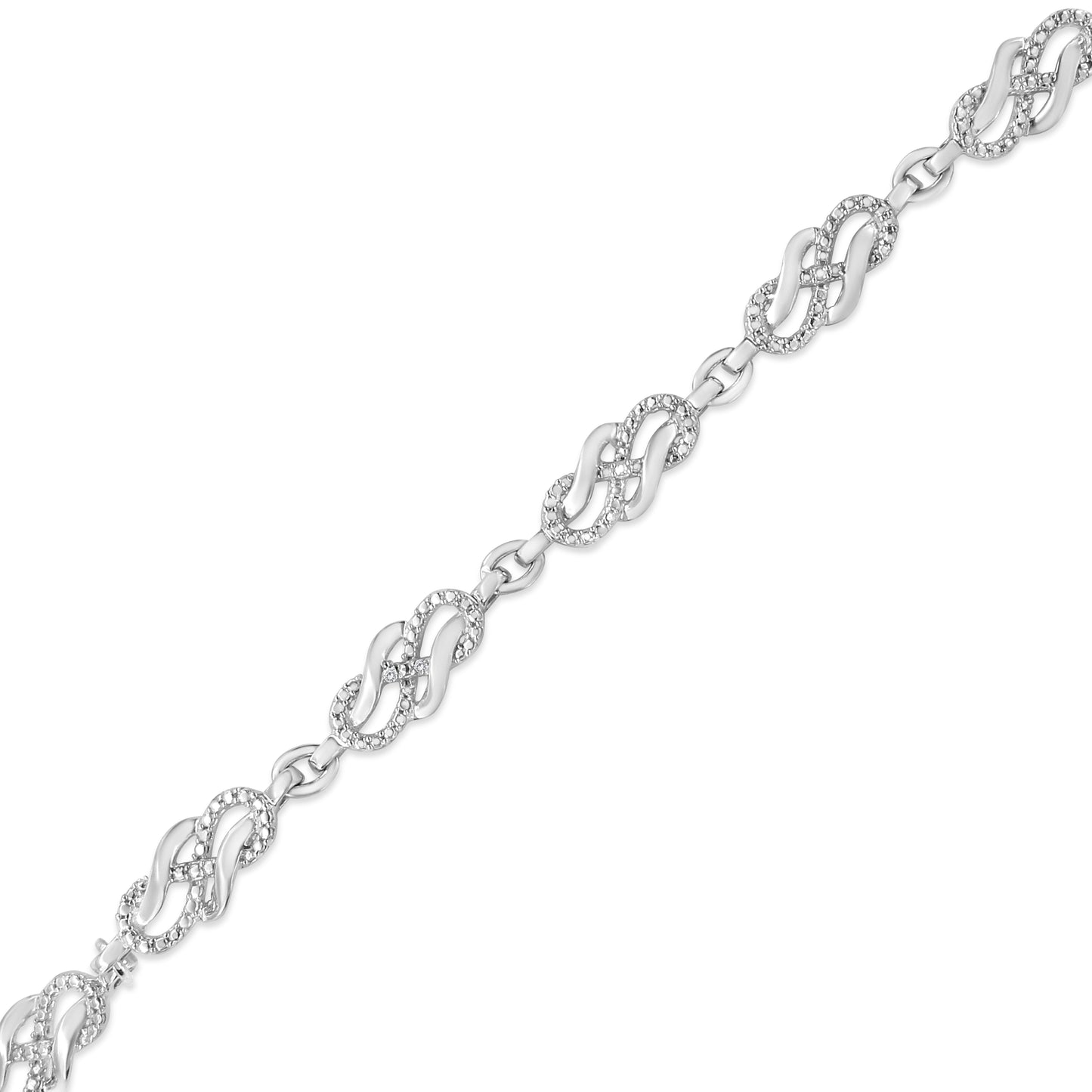 Bracelet en argent sterling .925 avec maillon tressé infini et accents en diamant