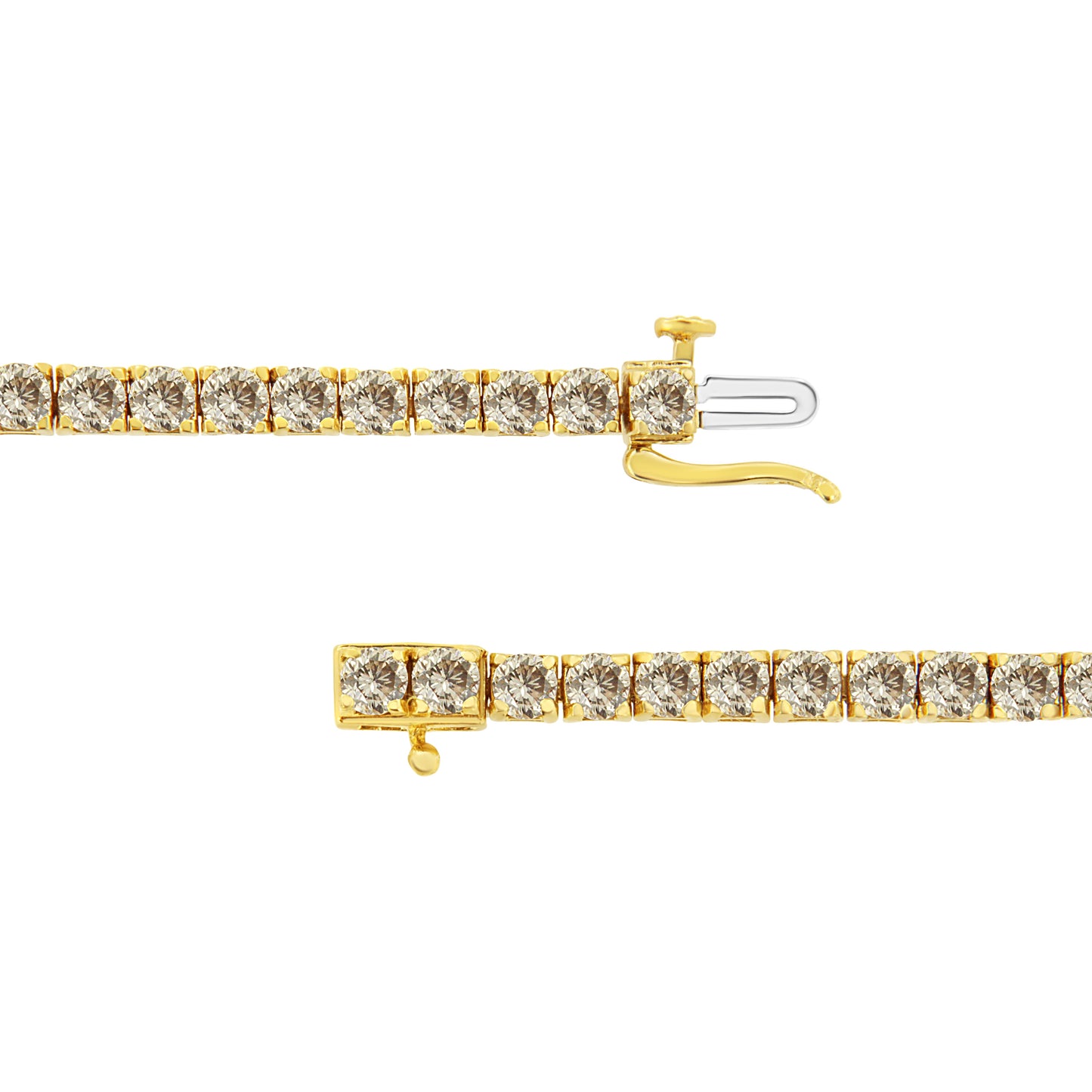 14K Yellow Gold Plated Sterling Silver Diamond Tennis Bracelet - 8.0 Cttw