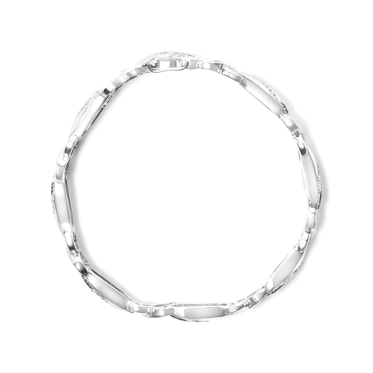 Pulsera de Tenis de Diamante Wave y X Link de Plata Esterlina .925 - 7"