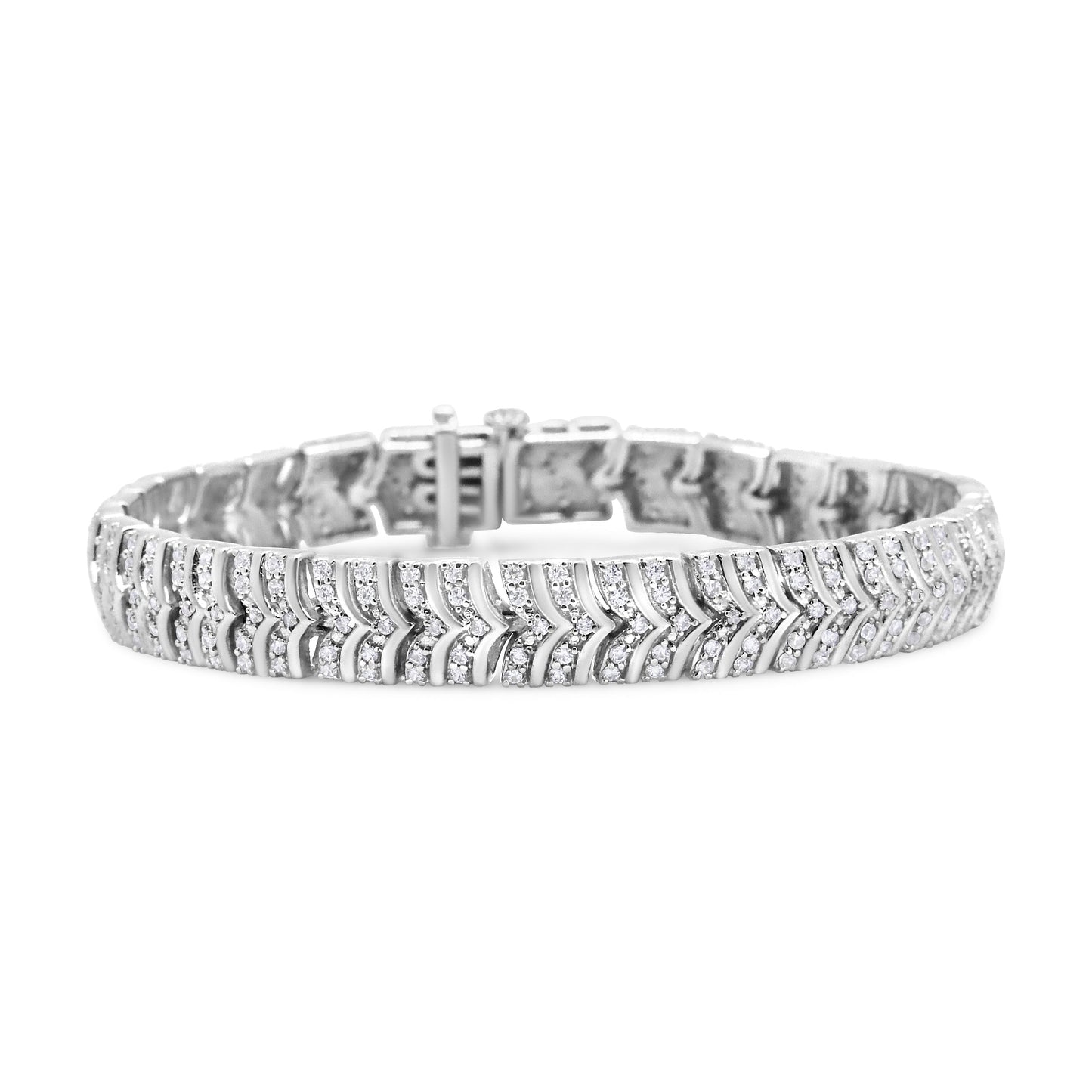 Pulsera de eslabones en chevron de diamantes de plata esterlina .925 - 3.00 Cttw