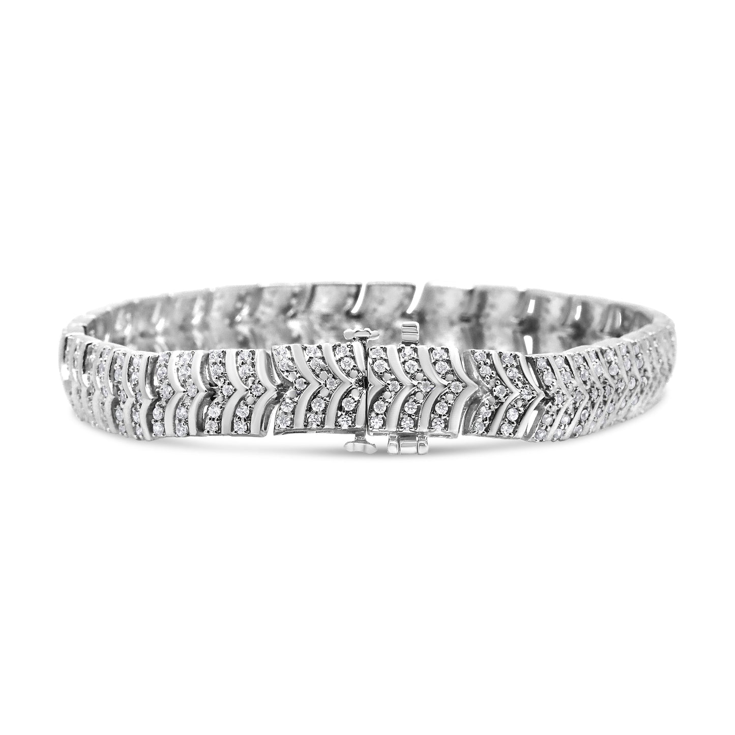 Pulsera de eslabones en chevron de diamantes de plata esterlina .925 - 3.00 Cttw