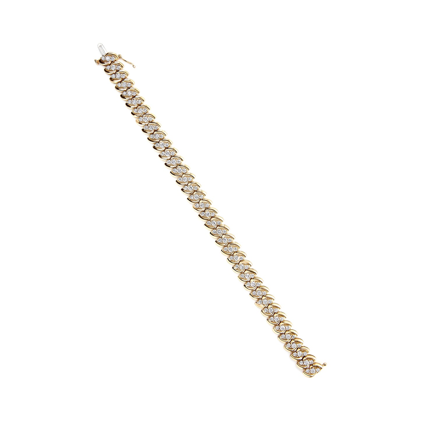 Pulsera Cubana de Doble Fila de Diamantes en Oro Amarillo de 10K - 5.0 Cttw