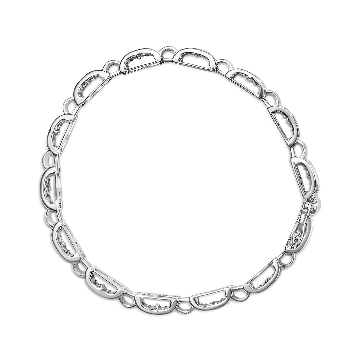 Pulsera de Enlace de Diamantes Princesa Invisible de Oro Blanco de 14K - 2.00 Cttw