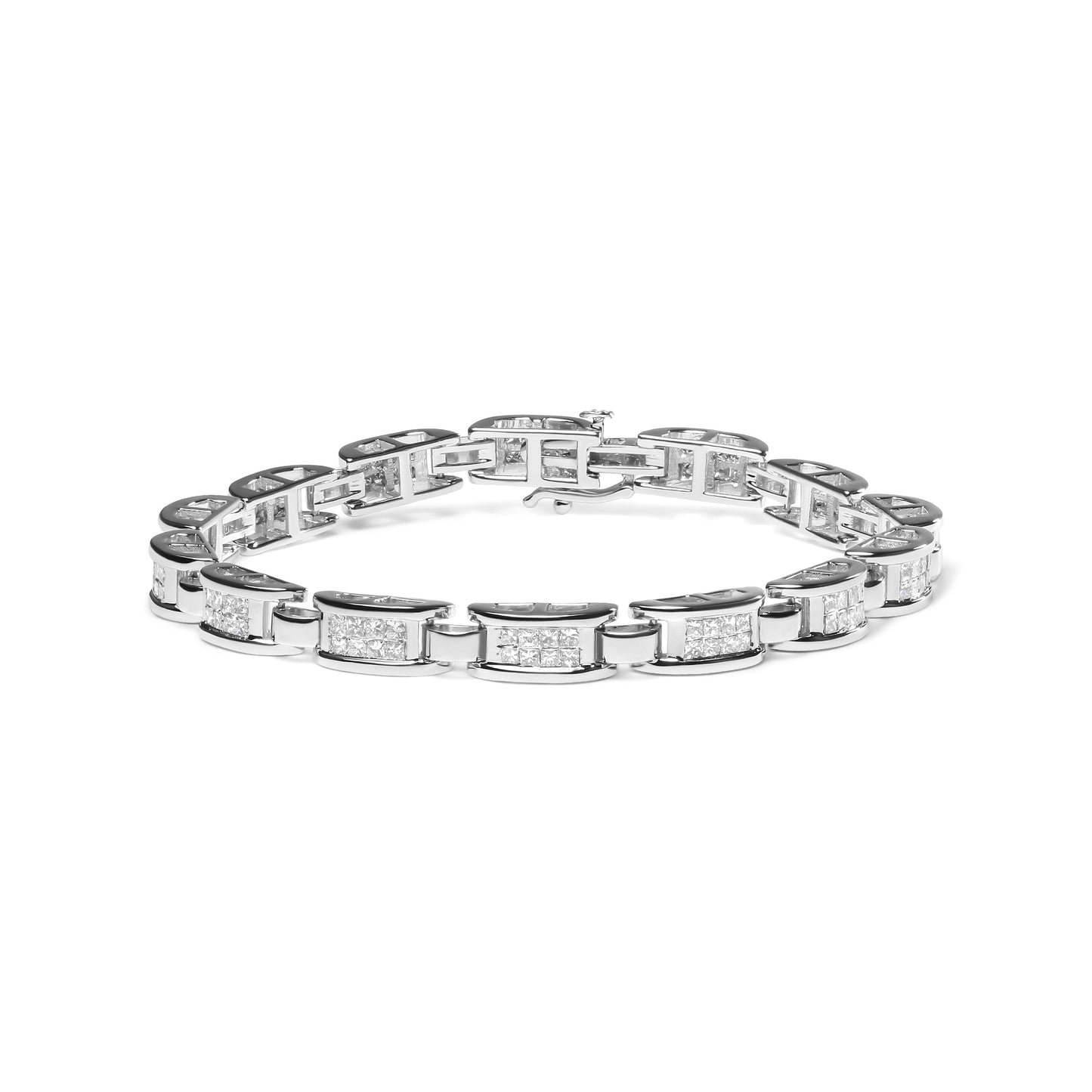 Pulsera de Tenis de Diamantes con Montura Invisible en Oro Blanco de 14K 3.0 Cttw
