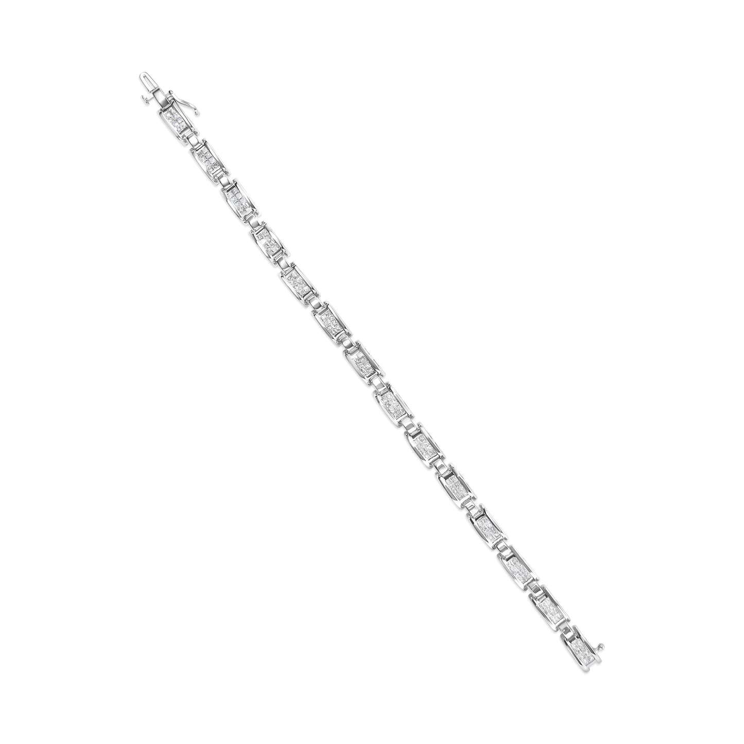 Pulsera de Tenis de Diamantes con Montura Invisible en Oro Blanco de 14K 3.0 Cttw